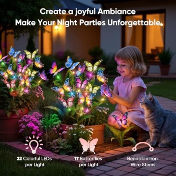 Garden Outdoor Solar Lights Waterproof Decor Yard Patio 2 Pck 34 Lights - Picture 9 of 12